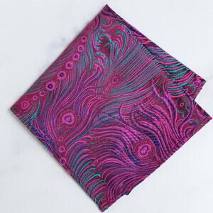 Peacock Pattern Pocket Square | Purple/Blue